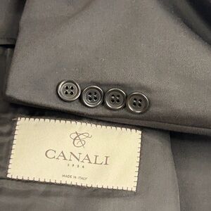 Canali 1934 Suit Men 50S 44 x 31 Black Wool Two Piece Blazer Pants Made in Italy